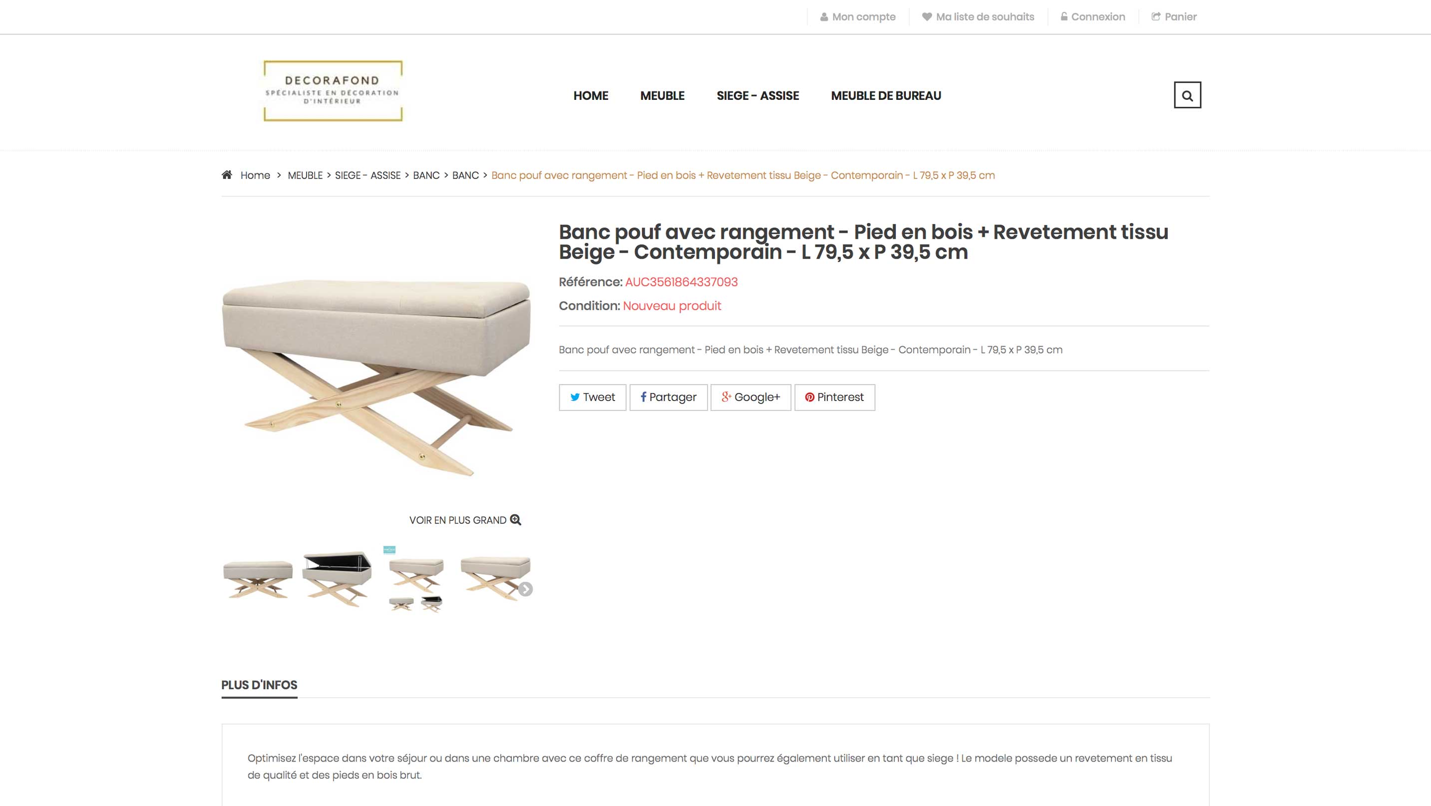 E-commerce de meubles d’intérieur