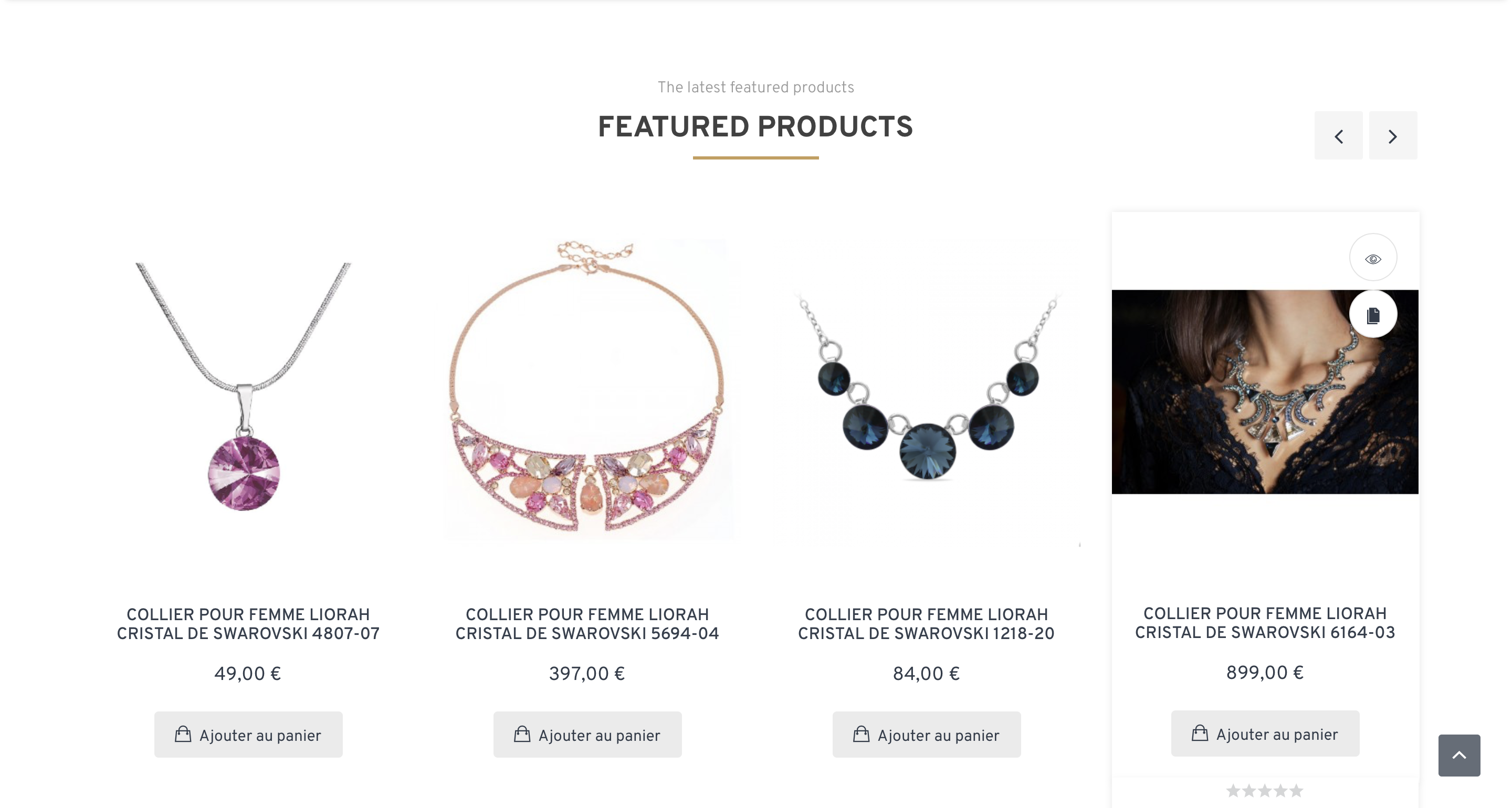 Site e-commerce de bijoux Swarovski